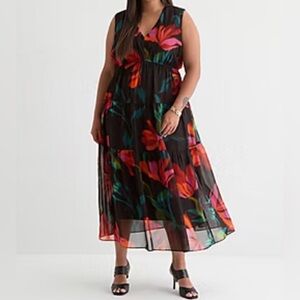 Robbie Bee Womens Plus Sleeveless Floral Maxi Dress